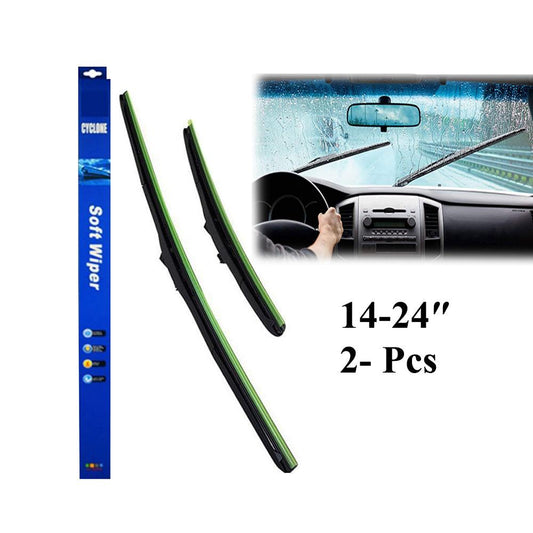 Cyclone Wiper Blades Long Life 14-24″ For Clear View - Pair Of 2 Wipers